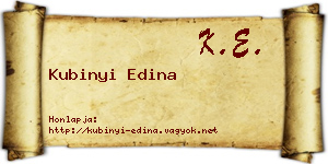 Kubinyi Edina névjegykártya